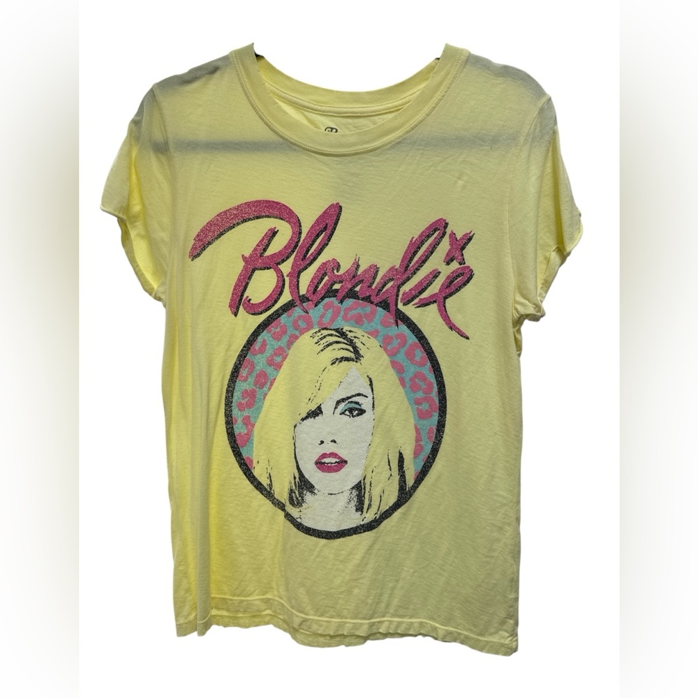 Recycled Karma Yellow Blondie Tee with Pink Graphic